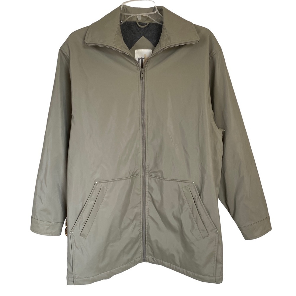 Misty Harbor men’s medium tan rain coat casual jacket high collar with p…